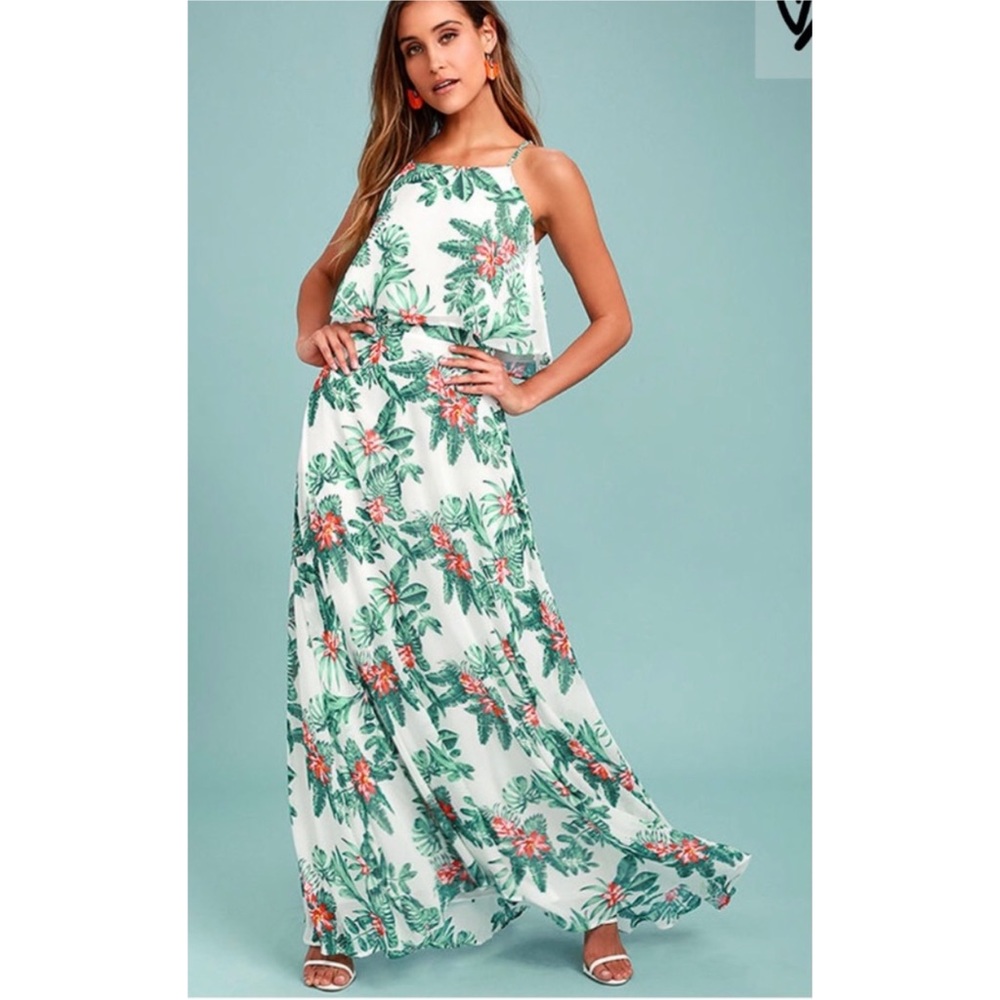 Lulus Two Piece Maxi Tropical Print Set